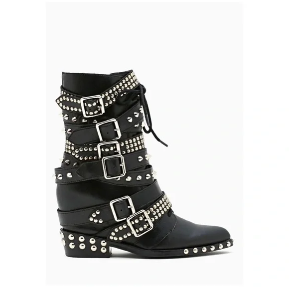 Jeffrey Campbell Draco Studded Black Boots Sz 11 New - Picture 3 of 6
